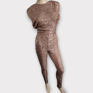 Fashion Nova Sequin Sparkle & Snatched Shoulder Pad Jumpsuit Size S
